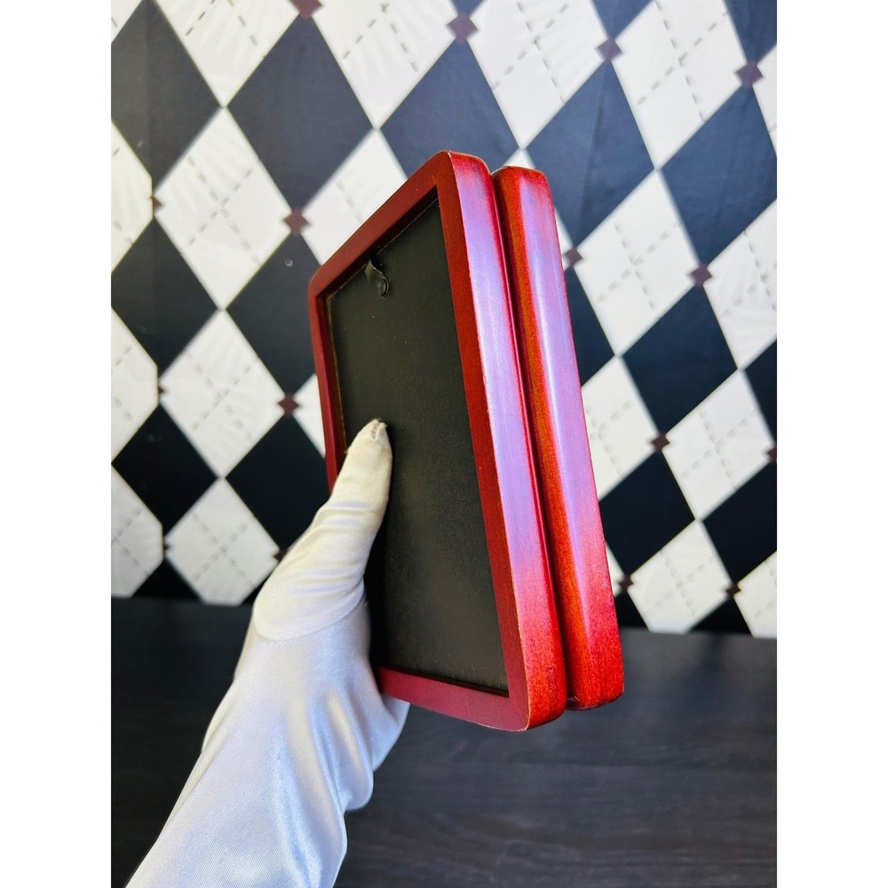 Vintage Bi-Fold, Hinged Teak‎ Wood Double Photo Frame Folding Tabletop Decor - Picture 8 of 17
